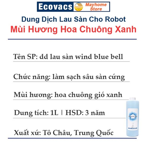 Dung Dịch Lau Sàn, Nước Lau Sàn Cao Cấp Cho Robot Hút Bụi Lau Nhà Mùi Hương Wild Bluebell Tự Nhiên