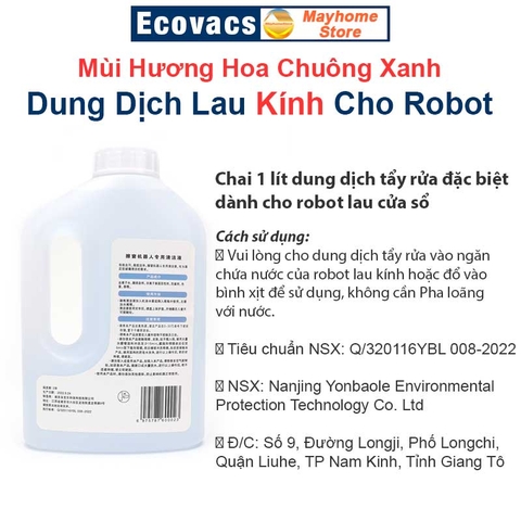 Dung Dịch Tẩy Rửa Đặc Biệt Dành Cho Robot Lau Kính Cửa Sổ Dung Tích 1 Lít Mùi Hương Hoa Chuông Xanh Tự Nhiên