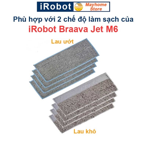Khăn Lau Robot Lau Nhà iRobot Braava Jet M6. Khăn Lau Khô, Khăn Lau Ướt iRobot Braava Jet M6///
