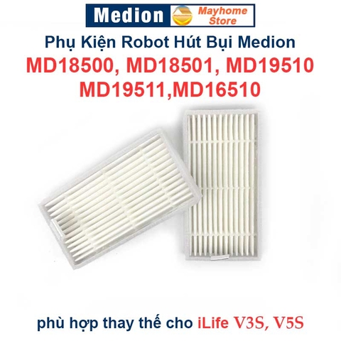 Phụ kiện robot hút bụi Medion MD18500, MD18501, MD19510, MD19511,MD16510 / iLife V3S, V5S. Khăn Lau, Lọc Bụi, Chổi Cạnh/