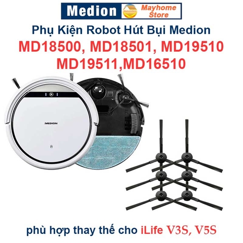 Phụ kiện robot hút bụi Medion MD18500, MD18501, MD19510, MD19511,MD16510 / iLife V3S, V5S. Khăn Lau, Lọc Bụi, Chổi Cạnh/