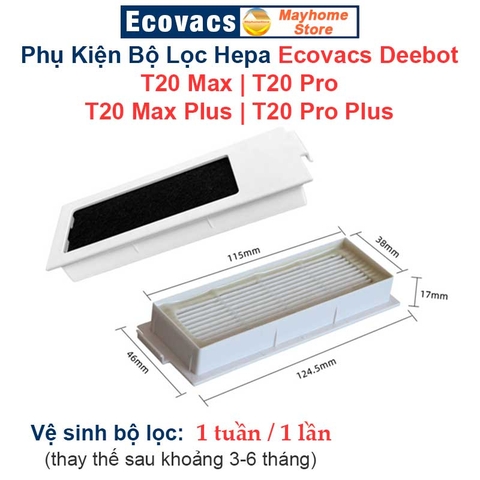 Phụ Kiện Robot Hút Bụi Ecovacs Deebot T20 Max & Plus, T20 Pro & Plus. Chổi Lăn, Chổi Cạnh, Bộ Lọc, Giẻ Lau, Túi Bụi ///