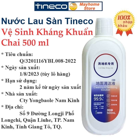 Nước Lau Sàn Tineco Chai 500ml Nội Địa Trung, Dung Dịch Lau Sàn Chuyên Dụng Dành Cho Máy Lau Nhà Tineco.