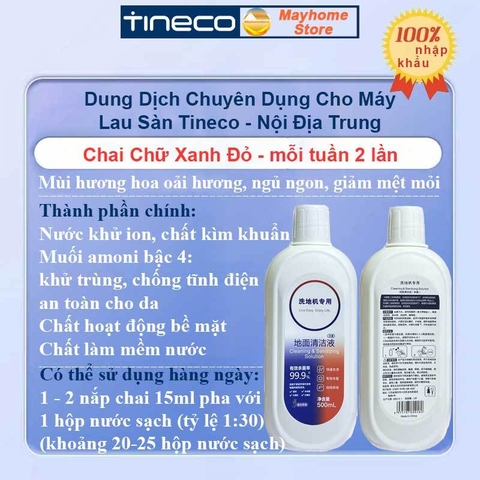 Nước Lau Sàn Tineco Chai 500ml Nội Địa Trung, Dung Dịch Lau Sàn Chuyên Dụng Dành Cho Máy Lau Nhà Tineco.