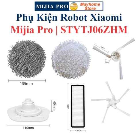 Phụ kiện Robot Xiaomi Mijia Pro STYTJ06ZHM, Chổi Lăn, Chổi Cạnh, Bộ Lọc, Giẻ Lau, Đế Gắn Khăn ///