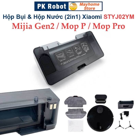 Hộp Bụi & Hộp Nước 2 Trong 1 Cho Robot Xiaomi Mijia Gen 2 STYJ02YM, Mi Robot Vacuum Mop P, Mi Vacuum Mop Pro///