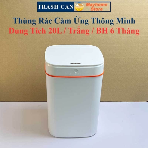 Thùng Rác Cảm Ứng Thông Minh Loại Sạc Pin Dung Tích 20L Có Đèn UV Khử Khuẩn, Tự Động Đóng Mở Nắp Với 2 Màu Trắng và Xanh