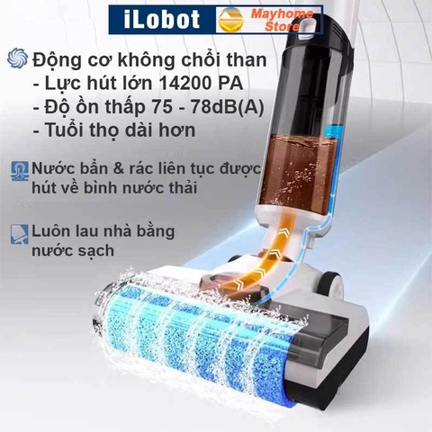 Máy Lau Sàn Hút Bụi Khô & Ướt iLobot GT804 Tự Giặt Giẻ, Phun Nước Tự Động, Không Dây, Siêu Nhẹ Tiện Lợi Cho Gia Đình
