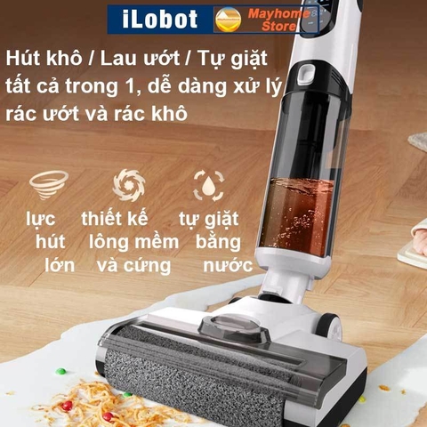 Máy Lau Sàn Hút Bụi Khô & Ướt iLobot GT804 Tự Giặt Giẻ, Phun Nước Tự Động, Không Dây, Siêu Nhẹ Tiện Lợi Cho Gia Đình