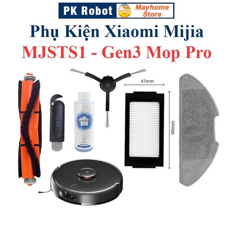 Phụ kiện Robot Xiaomi Mijia MJSTS1 Gen3 Mop Pro, Chổi lăn chính, chổi cạnh, lọc bụi, khăn lau ///