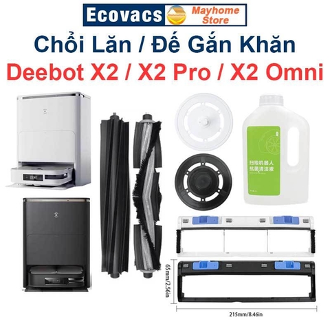 Phụ Kiện Robot Ecovacs Deebot X2 / X2Pro / X2 Omni, Chổi Lăn, Nắp Chặn Chổi Lăn, Đế Gắn Khăn ///