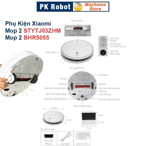 Phụ kiện Robot Mi Robot Vacuum-Mop 2 Model STYTJ03ZHM, Mop2 BHR5055, Mop 2C