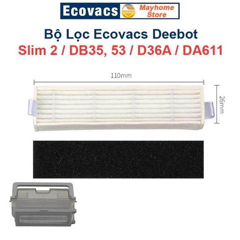 Phụ Kiện Robot Ecovacs Deebot Slim2, DB35, DB53, D36A, DA611, Chổi Cạnh, Bộ lọc, Khăn Lau