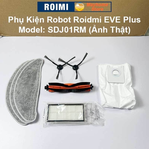 Phụ kiện Robot Roidmi EVE Plus Model: SDJ01RM, Chổi lăn chính, đôi chổi cạnh, bộ lọc, khăn lau, túi đựng bụi ///