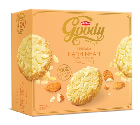 Bánh Cookies Goody Pemium hạnh nhân HG size L 282g