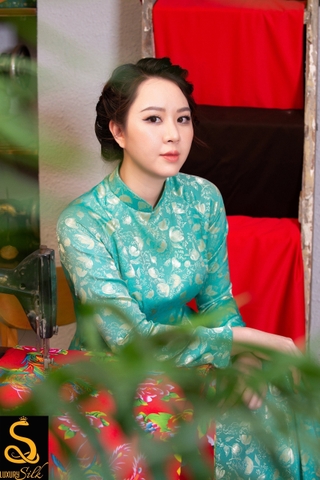 Áo dài limited 2023 xanh lá