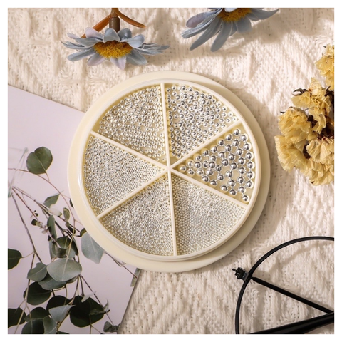 Set bi kim loại khay tròn 6 ngăn màu bạc (5/10/30/50 set/case)