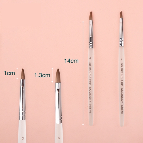 Cọ đắp hoa cán nhựa trong suốt Kolinsky 3D Size 4 (5/10/30/50 pcs/case)