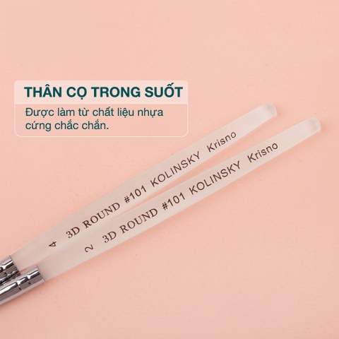 Cọ đắp hoa cán nhựa trong suốt Kolinsky 3D Size 4 (5/10/30/50 pcs/case)