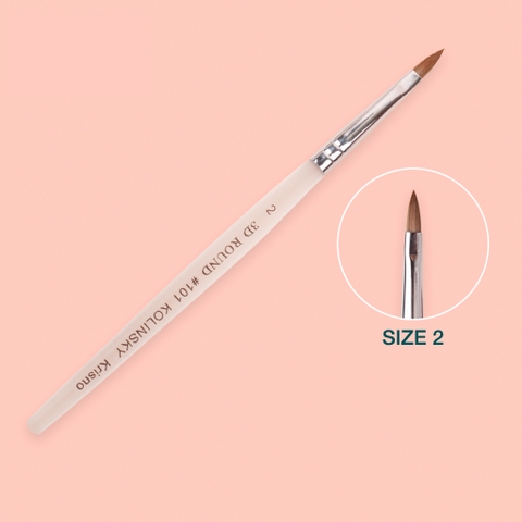 Cọ đắp hoa cán nhựa trong suốt Kolinsky 3D Size 2 (5/10/30/50 pcs/case)