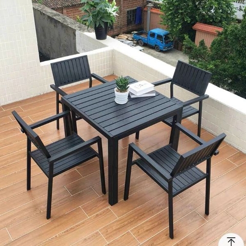 Bàn Ghế Nhôm Đúc Polywood 4 Ghế ND18