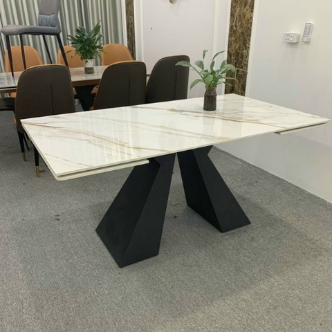 Bàn Ăn Rút Gọn 1m6 Kéo Dài 2m3 Mặt Đá Ceramic Nhập Khẩu