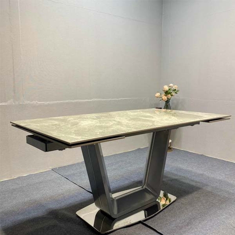 Bàn Ăn Thông Minh Kéo Dài Chân Inox Mặt Đá Nhập Khẩu