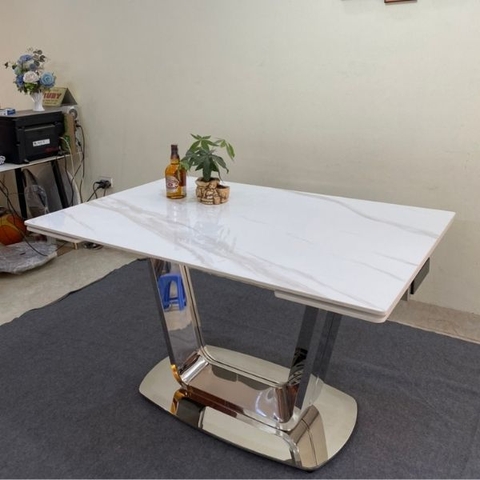 Bàn Ăn Thông Minh Chân Inox Mặt Đá Ceramic Nhập Khẩu