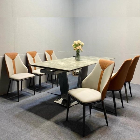 Bàn Ăn Thông Minh Kéo Dài Chân Inox Mặt Đá Nhập Khẩu