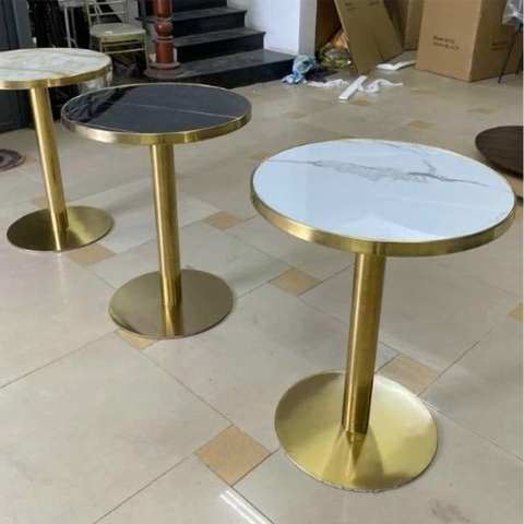 Bàn Cafe Chân Inox Mạ PVD Mặt Đá TL11