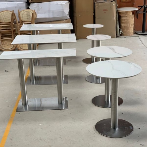 Bàn Cafe Chân Inox Mặt Đá TL10