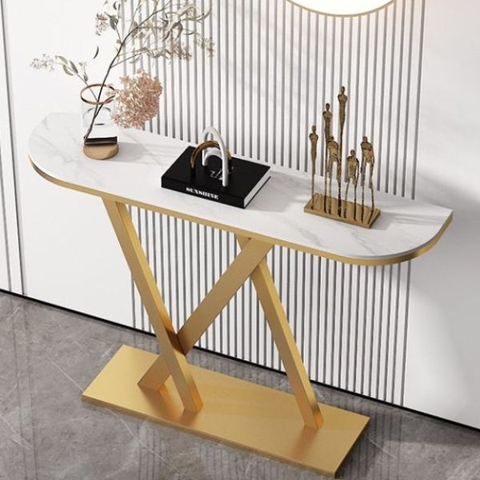 Bàn Console Chân Sắt Mặt Đá BTT17