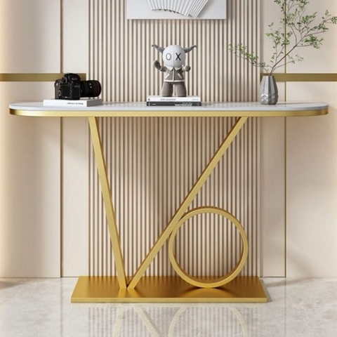 Bàn Console Chân Sắt Mặt Đá BTT18