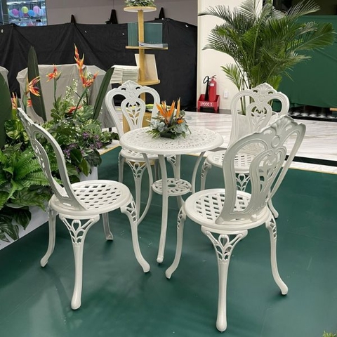 Bàn Ghế Nhôm Đúc Sân Vườn ND02 - Bàn D70cm 4 Ghế