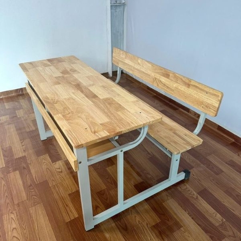 Bàn Học Sinh Liền Ghế Có Tựa Gỗ Tự Nhiên