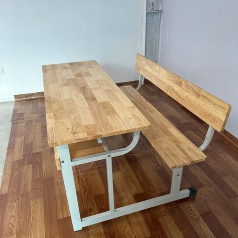 Bàn Học Sinh Liền Ghế Có Tựa Gỗ Tự Nhiên