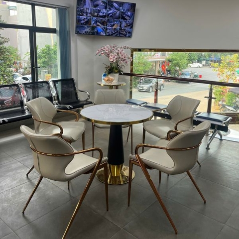 Bàn Tiếp Khách Chân Inox Mạ PVD Mặt Đá TL12