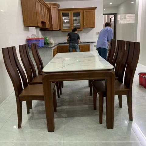 Bộ Bàn Ăn 6 Ghế Gỗ Sồi Lưng Cao GSV99