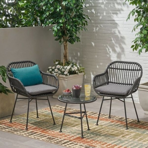 Bộ Bàn Cafe 2 Ghế Mây Nhựa MN289