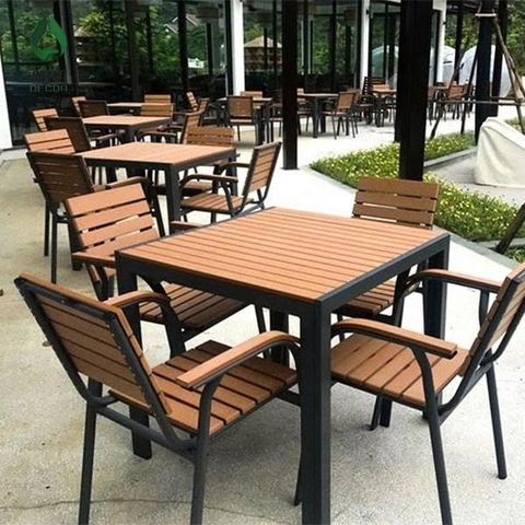 Bộ Bàn Ghế Cafe Nhôm Đúc Polywood 4 Ghế ND20