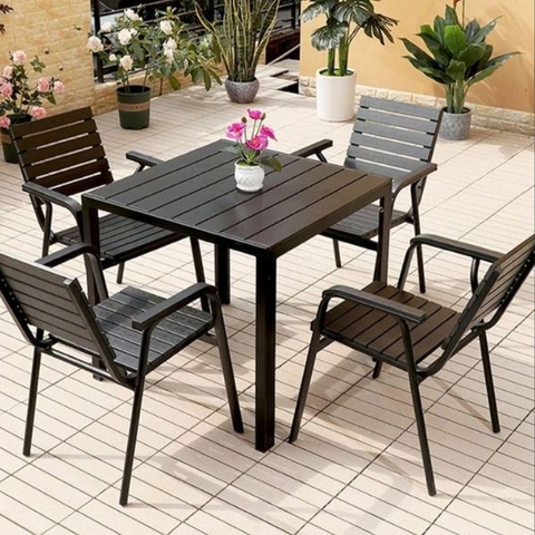 Bộ Bàn Ghế Cafe Nhôm Đúc Polywood 4 Ghế ND20