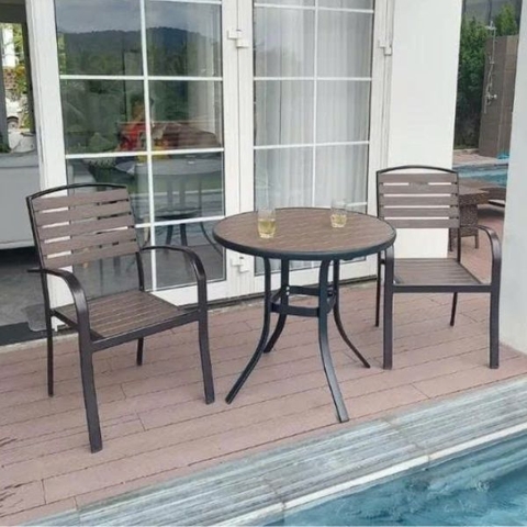Bộ Bàn Ghế Ngoài Trời Polywood Nhôm Đúc 2 Ghế ND11