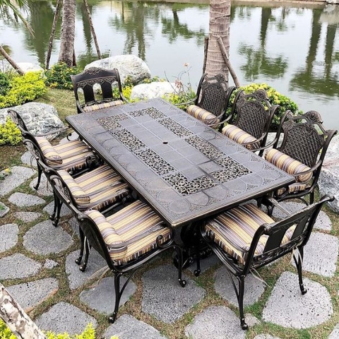 Bộ Bàn Ghế Nhôm Đúc Ngoài Trời Cao Cấp 6 Ghế ND686