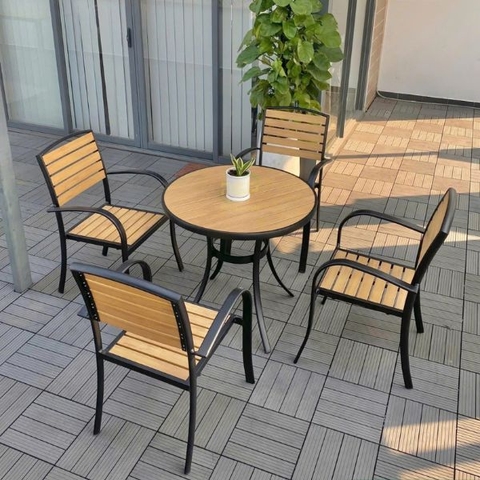 Bộ Bàn Ghế Nhôm Đúc Polywood 4 Ghế ND16