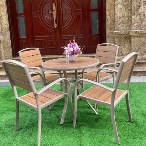 Bộ Bàn Ghế Nhôm Đúc Polywood 4 Ghế ND16