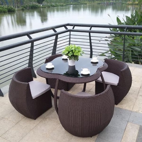 Bộ Bàn Ghế Sân Vườn Mây Nhựa GTG68