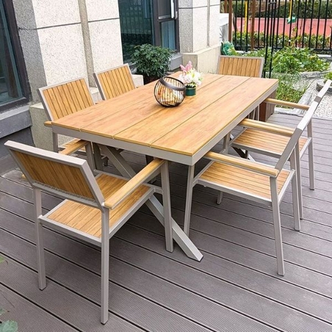 Bộ Bàn Ghế Sân Vườn Nhôm Đúc Polywood ND24
