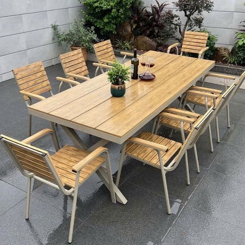 Bộ Bàn Ghế Sân Vườn Nhôm Đúc Polywood ND25