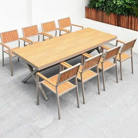 Bộ Bàn Ghế Sân Vườn Nhôm Đúc Polywood ND25