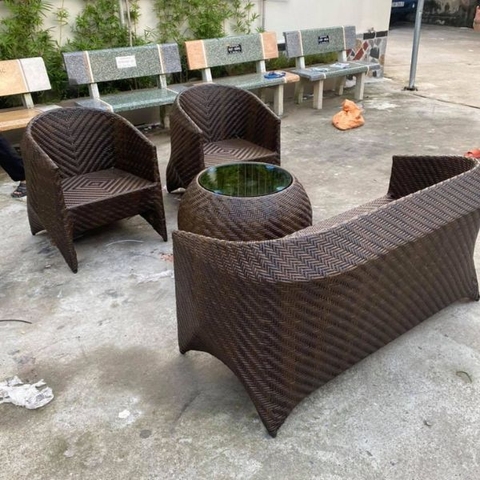 Bộ Bàn Ghế Sofa Mây Nhựa Sân Vườn GSF01